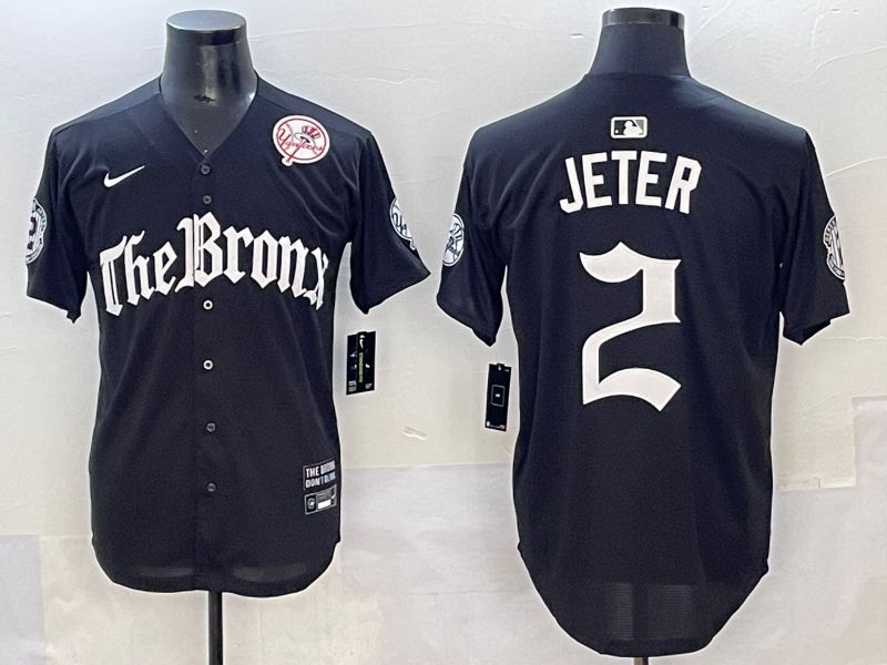 Men 2025 New York Yankees #2 Jeter Black Five generations Joint Name Nike MLB Jersey style 5->new york yankees->MLB Jersey